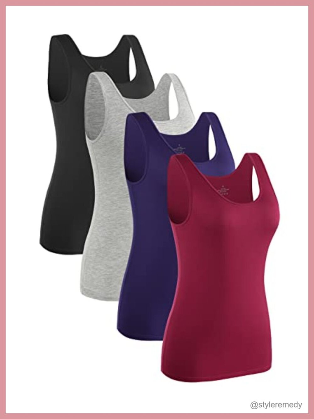 Modal Spandex Tank Tops 4-Piece Set Sleeveless Layering Scoop Neck